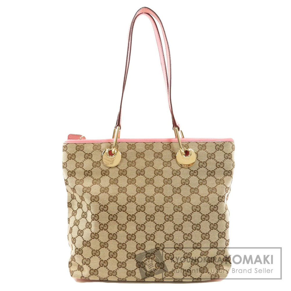 Gucci GG Canvas Eclipse Tote Shoulder Bag Beige Pink - Picture 1 of 11